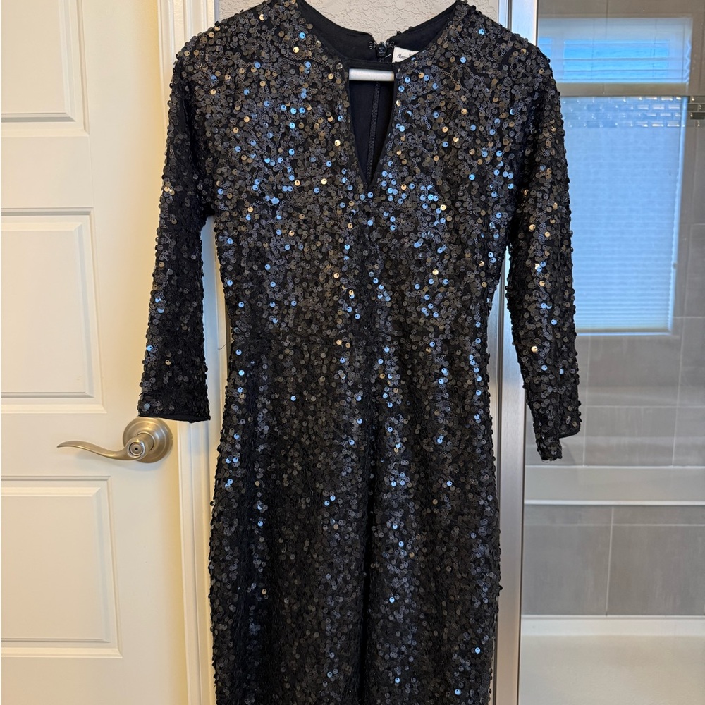 Abercrombie & Fitch Black Sequin Long Sleeve Dress